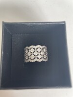 Széles moissanite gyémánt gyűrű ezüst foglalatban