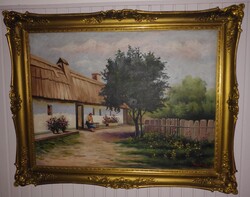 Nagyméretű szép festmény olvashatatlan szignóval