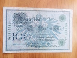 Németország, 100 Márka, Ein Hundert Mark, Reichsbanknote, 1908,zöld pecsét és sorszám