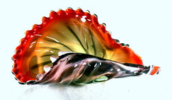 MURANO NAGY MÉRETŰ KAGYLÓ ALAKÚ SZÍNES ÜVEG DÍSZTÁL