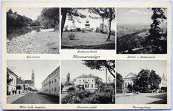 Máramarossziget - mozaik képeslap   Iza strand, Szalaván kilátó, Vármegye háza auto Pannónia szálló