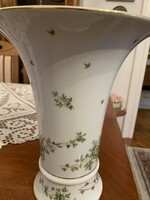 Hollóházi „Erika” mintás porcelán váza – kézzel festett, aranyozott (25 cm)