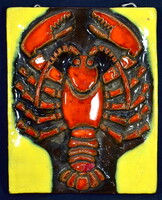 RETRÓ RÁK - LANGUSZTA DOMBOR MINTÁS FALI RELIEF KERÁMIA KÉP