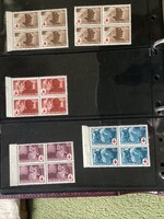 Bélyeg,  Magyar Kir. Posta 1944. “Vöröskereszt III. ívszéli, 4-es tömbben