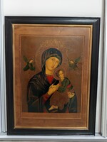 Szűz Mária, az Örök Segítség Anyja (ikon reprodukció, kerettel)