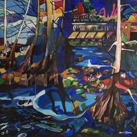 CSEND A VÍZ ALATT című absztrakt akril festmény 3D vásznon