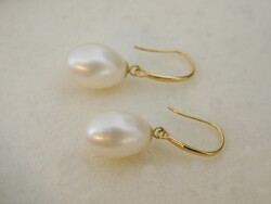 Gyöngy 18 K Arany Lógós Fülbevalók Gyönyörű Nagy 11 mm-es Gyöngyökkel