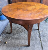 Biedermeier intarziàs kerek kihúzatós vendég lapos étkező szalon asztal