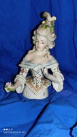 Antik teababa felső test porcelán figura nő alak