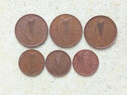 Írország 6 db Különböző Érme 1 és 2 Penny 1971-1982