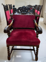 Antik neoreneszánsz bővíthető étkezőasztal 6 db székkel