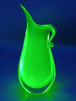 18cm magas Flavio Poli Murano uránium üveg váza uránüveg Sommerso