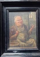 Eduard Grützner , (német) : Borozó szerzetes , életkép