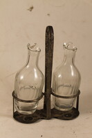 Antik ezüstözött üvegbetétes fűszertartó készlet 685