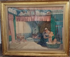 Herman jelzéssel: Gyerekek fürdetése , életkép