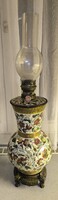 Antique Large Zsolnay Majolica Ceramic Lamp Z.W Pécs 1878-1880. Bronze Sculpted Base. Faun