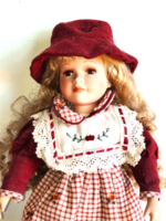 Gyönyörű, porcelán hajas baba 40 cm