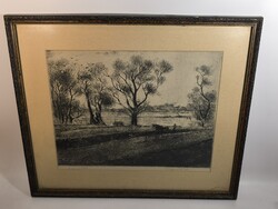 Csergezán Pál - Őszi szántás a folyóparton