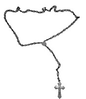 Antik novemberi születésköves KERESZTÉNY RÓZSAFŰZÉR aurora borealis bevonatú cseh üvggyöngyökkel