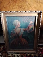 Olaj vászon festmény Hölgy kalitkával