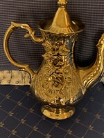 Gyönyörű,aranyozott,porcelán,6 személyes kávés-készlet. Plasztikus virágdíszítéssel.
