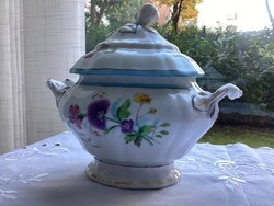 Antik Slaggenwald kézi festett porcelán  tál / kínáló