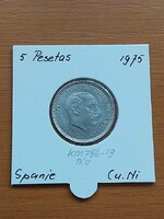 SPANYOLORSZÁG 5 PESETA 1957 (75) Francisco Franco, Réz-nikkel,  PAPÍRTOKBAN