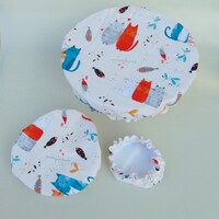 Textil edényfedő szett (3 db/cs) / Cicák