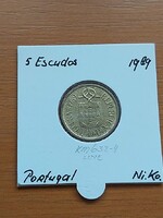 PORTUGÁLIA 5 ESCUDOS 1989 Alpakka PAPÍRTOKBAN