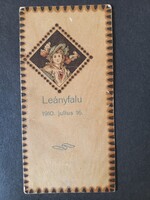 Antik könyvjelző /?/ Leányfalu 1910. július 16. felirattal