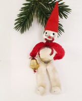 Karácsonyfadísz,  1970-es évekbeli zseníliás,üveg dísz karácsonyi manó