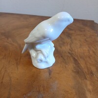 Pompás régi Herendi fehérmázas papagáj porcelán szobor (7,9x6,5x4,5 cm)