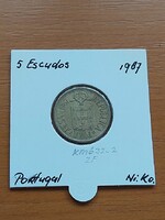 PORTUGÁLIA 5 ESCUDOS 1987 Alpakka PAPÍRTOKBAN