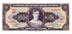 Brazilia 5 Centavos / 50 Cruzados Bankjegy 1966 P184a viszonylag alacsony sorszám