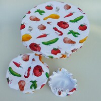 Textil edényfedő szett (3 db/cs) / zöldségek