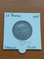 SPANYOLORSZÁG 25 PESETA 1957 (65) Francisco Franco, Réz-nikkel,  PAPÍRTOKBAN