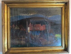 Luzsicza Lajos (1920-2005) Olaj, farost, képcsarnokos jelzéssel a hátulján