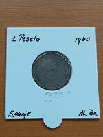 SPANYOLORSZÁG 1 PESETA 1953 (60) Alumíniumbronz, Francisco Franco PAPÍRTOKBAN