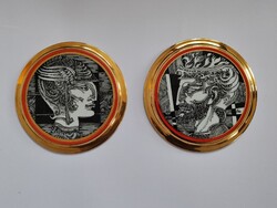 Hollóházi fali plakettek, arany szegély, Szász Endre, Stúdió