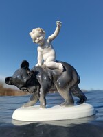 Ritkább Metzler & Ortloff porcelán puttó medvén