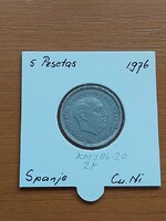 SPANYOLORSZÁG 5 PESETA 1957 (76)(?) Francisco Franco, Réz-nikkel,  PAPÍRTOKBAN