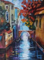 Mediterrán hangulat című festmény (L.Afremov nyomán) - tájkép
