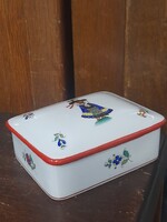 Ritka Herendi Népviseletes Matyó Menyecske,Bonbonier,Cigaretta,Ékszertartó Doboz.10 cm.
