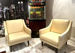 Retro Bőrhuzatos fotel pár, estaurált retro mid-century fotel, eredeti 60as évekből, vintage Sessel