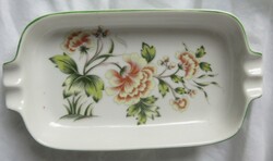 Régebbi Hollóházi virágmintás porcelán hamuzó, hamutál  jelzett 9,2 x 17.2  cm