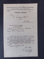 1941. Szent Imre Kollégium, Budapest – felvételi értesítés, katolikus diákkollégium