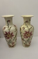 NAGY MÉRETŰ! Páros Zsolnay liliom mintás porcelán váza hibátlan