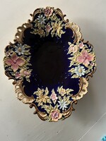 Kobaltkék ovális szecessziós kínáló tál