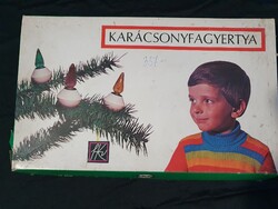 Retro UFO karácsonyfaizzó sor, fényfüzér dobozában