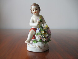 Antik, bécsi porcelán puttó